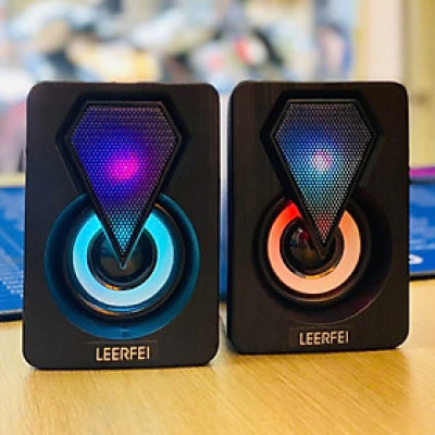 Loa vi tính để bàn SUPER BASS cực đã, có LED, dòng loa cao cấp cho laptop, pc, điện thoại MÀU ĐEN - Hàng Nhập Khẩu