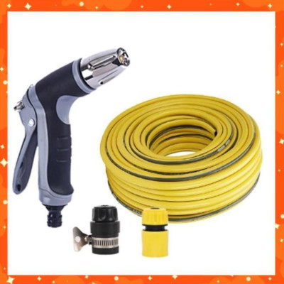 Bộ dây và vòi xịt tăng áp rửa xe tưới cây 3-5M 206817(cút nhựa nối đen 712-2)