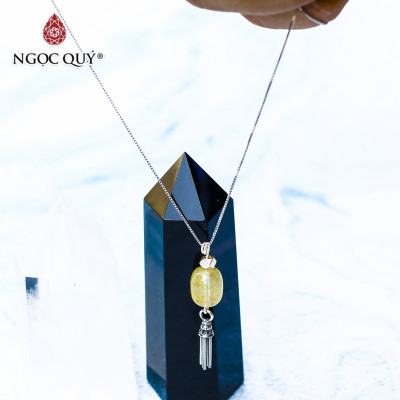 Dây chuyền bạc mặt lu thống thạch anh tóc vàng mệnh thủy, kim - Ngọc Quý
