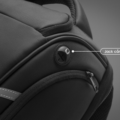 Balo laptop 15” KINGBAG HORMES thời trang, nhiều ngăn rộng rãi, ngăn lót cách nhiệt, jack cắm tai nghe, màu đen- Hàng chính hãng