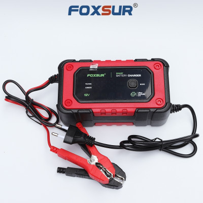 ạc bình ắc quy Foxsur 7A 12V(4Ah - 140Ah)sạc cho cả pin LiFePO4 tự ngắt khử sunfat chống ngược cực chống chập
