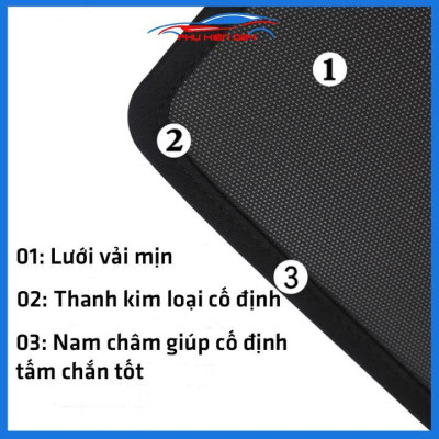 Bộ 4 rèm chắn nắng nam châm Vios 2014-2015-2016-2017-2018 khung cố định chống tia UV