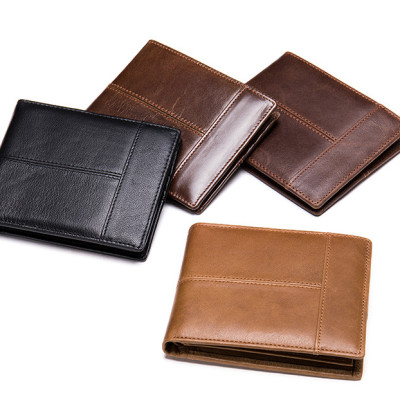 Ví nam da bò đơn giản BHM8064 Ví ngang nam chống quét RFID.  Vừa đăng ký xe. Hàng chính hãng.