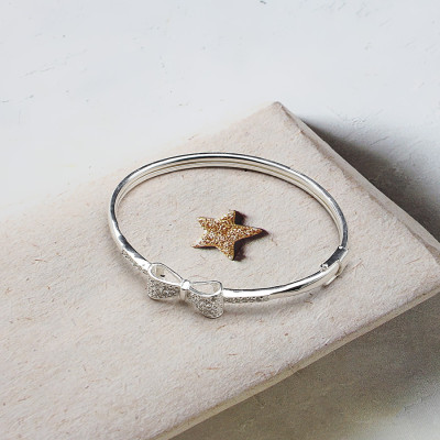 Lắc Tay Nữ Bạc Ta Nơ Xinh Đính Đá CZ Cao Cấp Bạc Hiểu Minh LTU535