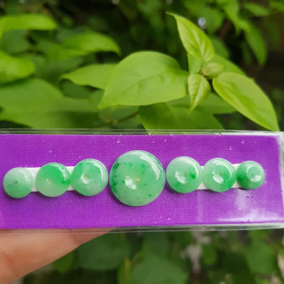 Bộ Trang Sức Lắc Tay Gồm Dãy 7 Đồng Tiền Xanh lớn nhỏ đều quá đẹp Chất liệu đá cẩm thạch tự nhiên mệnh mộc hỏa thủy Nữ bọc vàng làm lắc tay đeo rất đẹp tuyệt vời ạ