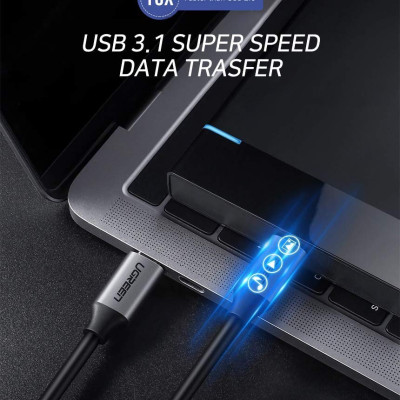 Cáp USB Type C 2 đầu dương dài 1,5m kết nối sạc, truyền dữ liệu, hình ảnh 4K chính hãng Ugreen 50751