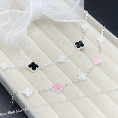 Lắc Tay Bạc 925 Cỏ 4 Lá Mix Màu BẠC HIỂU MINH LTU623