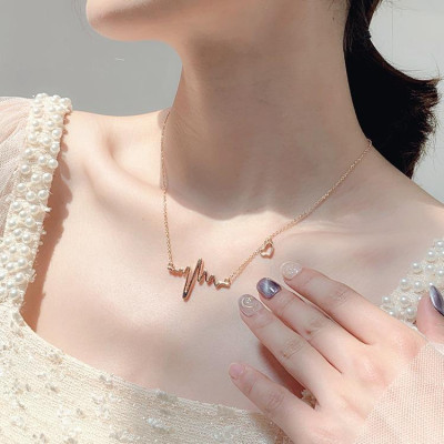 Dây chuyền nữ titan nhịp tim cách điệu trái tim rổng thép không gỉ trangsucpt có 3 màu sắc DCNUT12