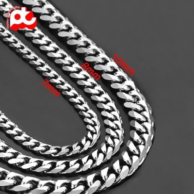 Dây chuyền nam thời trang rẻ đẹp titan lặc xéo cao cấp trangsucpt kích cỡ 10mm màu trắng PTDCNA159