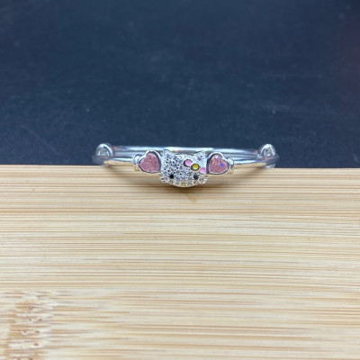 Lắc Tay, Vòng Tay Cho Bé Bạc Ta Nguyên Chất S99 Mèo Kitty Hồng Xinh Chính Hãng Bạc Hiểu Minh LTE555