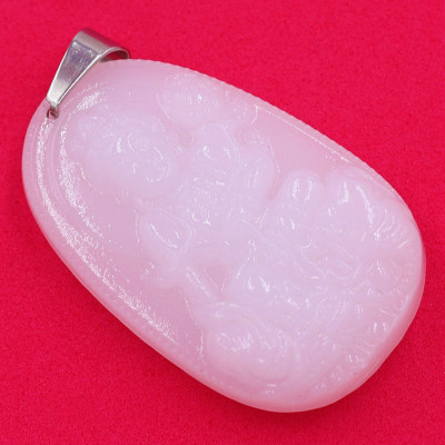 Mặt phật Bồ Tát Phổ Hiền thạch anh trắng 4.3cm - phật bản mệnh tuổi Thìn, Tỵ