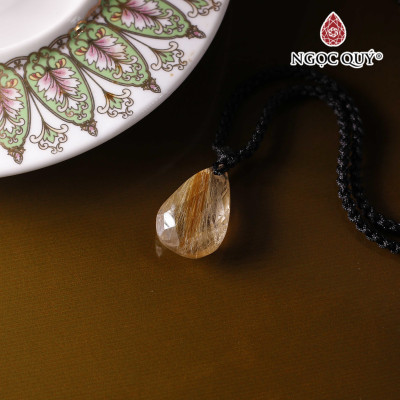 Mặt dây chuyền giọt nước facet tóc vàng mệnh thủy, kim - Ngọc Quý Gemstones