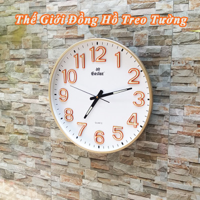 Đồng Hồ KIM TRÔI DẠ QUANG EASTAR Cao Cấp Mặt Tròn Lớn 38 cm – Số nổi 3D - Decor Trang Trí Nhà - Tặng Pin Maxell