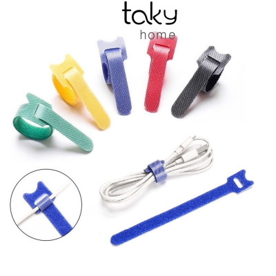 10 Sợi Băng Gai Nhiều Màu - Dính 2 Mặt Cuốn Cáp, Bó Cáp, Làm Gọn Dây Sạc,Dây Cáp, Dây Tai Nghe, Tiện Dụng. TakyHome 5678 - Hàng Nhập Khẩu