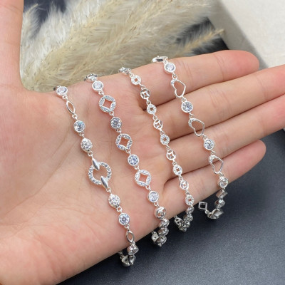 Vòng Tay Lắc Tay Nữ Bạc Ta Đính Đá Nhân Tạo BẠC HIỂU MINH LTU613