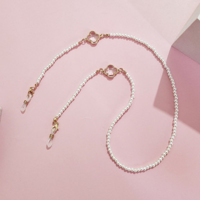 Dây đeo gọng kính cỏ bốn lá chuỗi ngọc trai nhỏ phong cách Hàn Quốc ấn tượng chuỗi đeo tai nghe airpod đeo khẩu trang