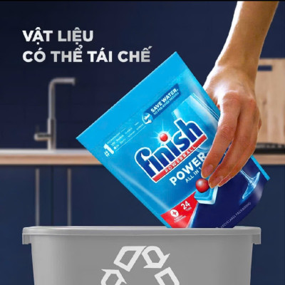 Túi 24 viên rửa chén Finish All in 1 Max (10x tính năng - Dành cho máy rửa chén)