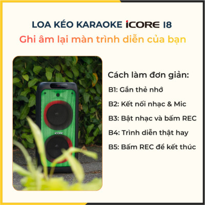 Bộ Loa Mic Karaoke Bluetooth iCore i8 - Hàng chính hãng