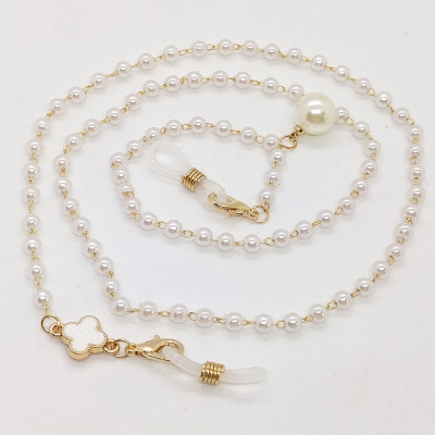 Dây kính chuỗi đeo gọng kính đeo khẩu trang cỏ bốn lá và ngọc trai