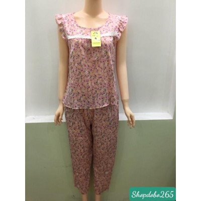 Đồ bộ nữ,đồ ngủ mặc nhà lửng 9 tấc vải lụa mango cao cấp BL 67 họa tiết hoa nhí siêu cưng size đại 58-67kg.