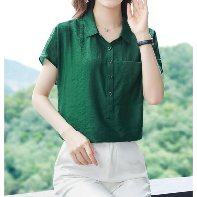 Áo sơ mi nữ form rộng tay ngắn, chất liệu Đũi tơ mềm mát, áo kiểu nữ, form trẻ trung, năng động, T73