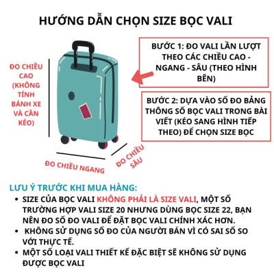 Túi Trùm Chống Xước Cho Vali Cao Cấp Áo bọc, bao bọc vali trong suốt chống trầy xước khi vận chuyển (Size 20ich).