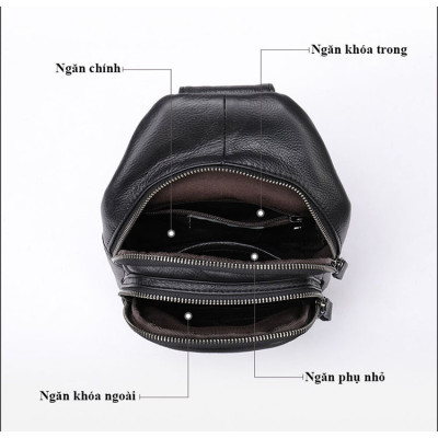 Túi đeo ngực, đeo chéo nam da bò cao cấp BHM9000 Đơn giản, tiện dụng