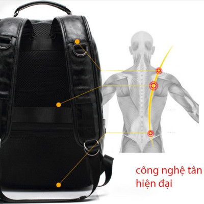 Ba lô da nam công suất lớn phong cách mới tích hợp công nghệ 4.0 (15,6")