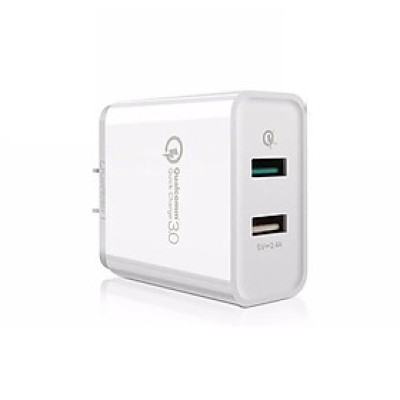 Ugreen UG30563CD132TK 30W màu Trắng Củ sạc nhanh 2 cổng USB chuẩn QC 3.0 + 2.4A - HÀNG CHÍNH HÃNG