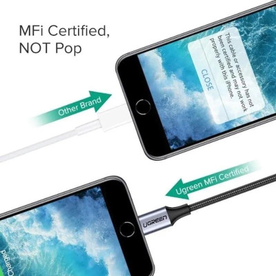 Ugreen UG30756US211TK 10CM màu Xám Cáp Lightning sang cổng âm thanh 3.5mm - HÀNG CHÍNH HÃNG