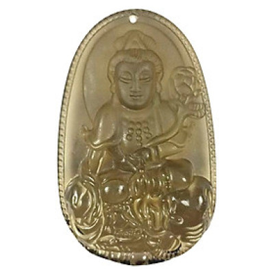 Mặt Dây Chuyền Phổ Hiền Bồ Tát Đá Thạch Anh Ám Khói