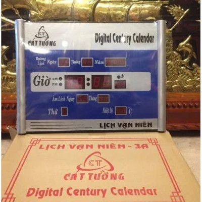 Đồng Hồ LED Treo Tường Kèm Lịch Vạn Niên Cát Tường Sang Trọng – Size Lớn 40x30cm, Loại Cao Cấp Siêu Bền