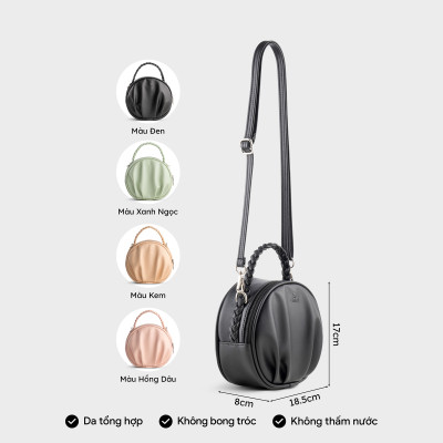 Túi Yuumy ( Thời trang nữ thiết kế nhún dáng tròn size 19 - Túi đeo chéo da Seasand YN264 )