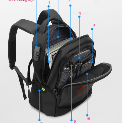 Balo nam tích hợp khóa chống trộm chống rạch chống nước cao cấp phong cách mới