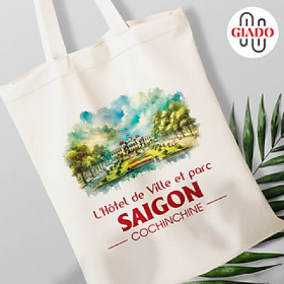 Túi canvas GIADO, túi vải bố, túi tote mẫu Sài Gòn Lhote de Ville