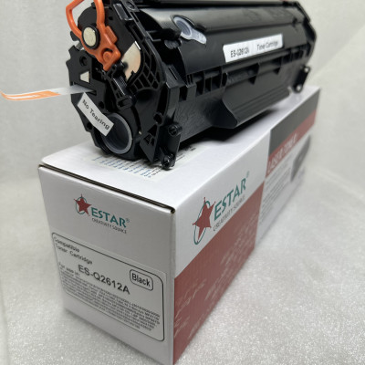 Hộp mực Estar Q2612A dùng cho máy in HP 1020, 1018, Canon LBP 2900, 3000 Có lỗ đổ mực, đậm đẹp - hàng chính hãng
