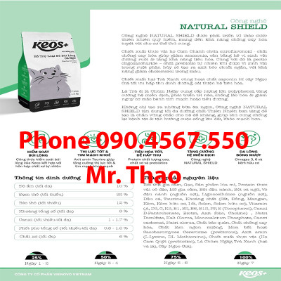 9KG Thức ăn cho mèo trưởng thành Keos Plus hỗ trợ LOẠI BỎ BÚI LÔNG - Vị cá ngừ