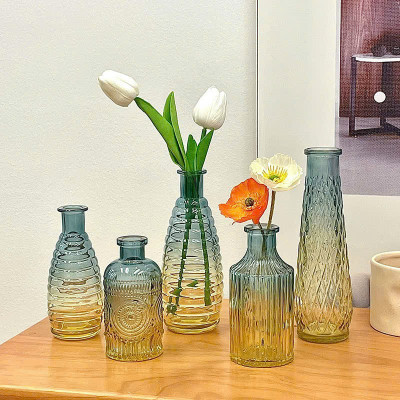 Sét 5 Lọ Hoa Thủy Tinh Basic Phong Cách Bắc Âu Sang Trọng Màu Ombe - HÀNG CHÍNH HÃNG MINIIN