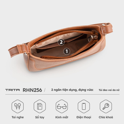 Túi Trita ( Thời trang nữ phối họa tiết viền chỉ size 21 - Túi đeo vai da RHN256 )