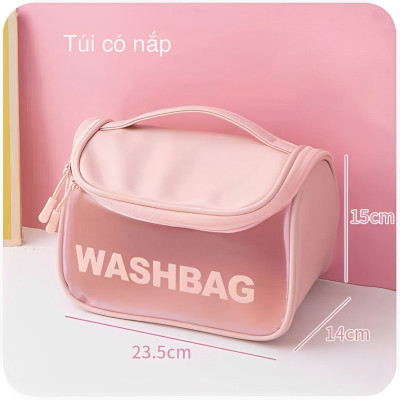 Túi đựng mỹ phẩm du lịch WashBag DẠNG HỘP có quai xách mini trong suốt, Túi đựng đồ trang điểm makup chống nước