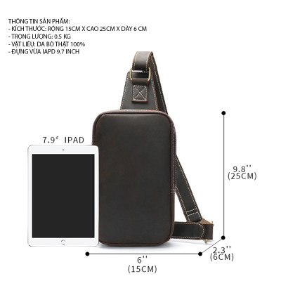 Túi đeo chéo nam DA BÒ THẬT phong cách mới  - BEE GEE DCN9220