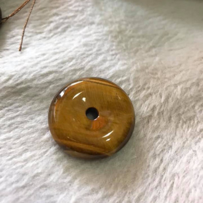 Mặt Dây Chuyền Đồng Tiền Điếu đá mắt hổ vàng nâu tự nhiên  Size 30mm x dầy 8mm  hợp mệnh Kim Thổ Thủy 