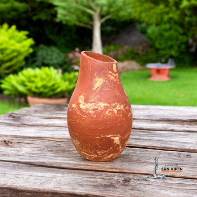 Bình Gốm Đất Nung Marble Cắm Hoa Khô