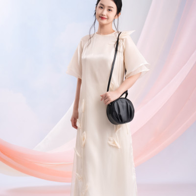 Túi Yuumy ( Thời trang nữ thiết kế nhún dáng tròn size 19 - Túi đeo chéo da Seasand YN264 )