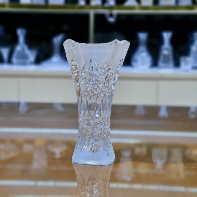 Bình hoa pha lê Tiệp BOHEMIA sản xuất tại Cộng hòa Séc, hoa văn mài, kiểu dáng sang trọng, hiện đại - Hàng chính hãng