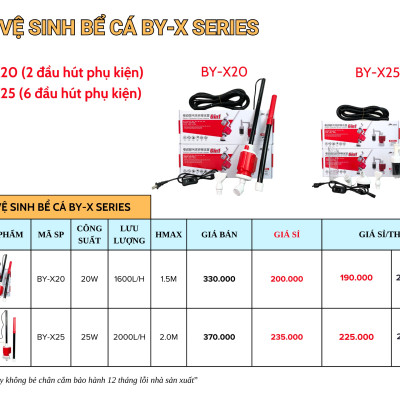 Máy vệ sinh bể cá 6IN1 BAOYU BY-X20/X25 Đa Năng: Hút cặn, thay nước, cạo rêu, lọc nước