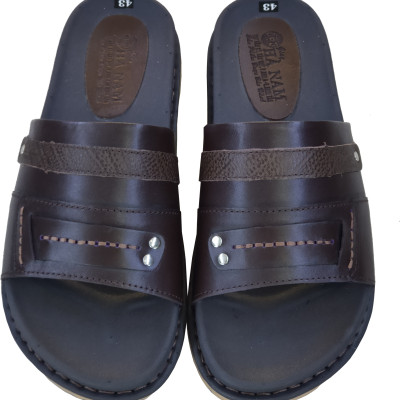 Dép nam quai ngang da bò thật HÀ NAM cao cấp DN275