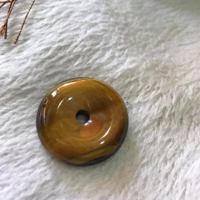 Mặt Dây Chuyền Đồng Tiền Điếu đá mắt hổ vàng nâu tự nhiên  Size 30mm x dầy 8mm  hợp mệnh Kim Thổ Thủy 