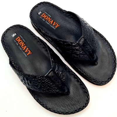  DÉP KẸP NAM DA BÒ, QUAI IN NỔI HỘT NHÌN BẮT MẮT - ĐẾ KÉP MANG SIÊU BỀN