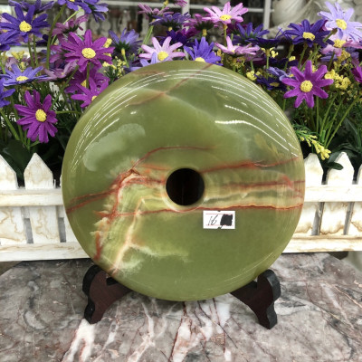 Đồng điếu (đồng tiền ) phong thủy đá ngọc Onyx - Đường kính 16 cm